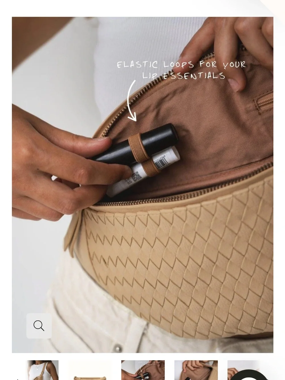 MANDRN Woven LeatherCrossbody Belt Bag — Tan Leather
